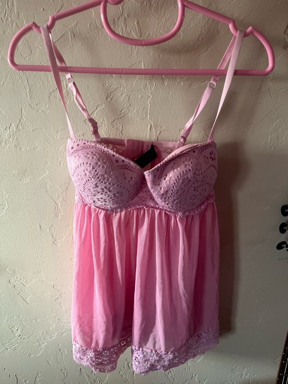 Pink Lace Mesh Babydoll Chemise - Women's Intimates - Picture 2 of 2